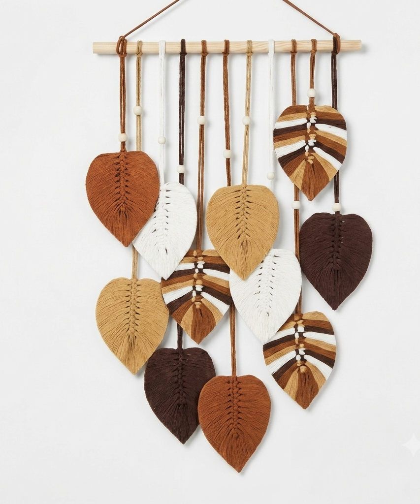 Macrame Leaf Wall Hanging Tapestry, Bohemian Style