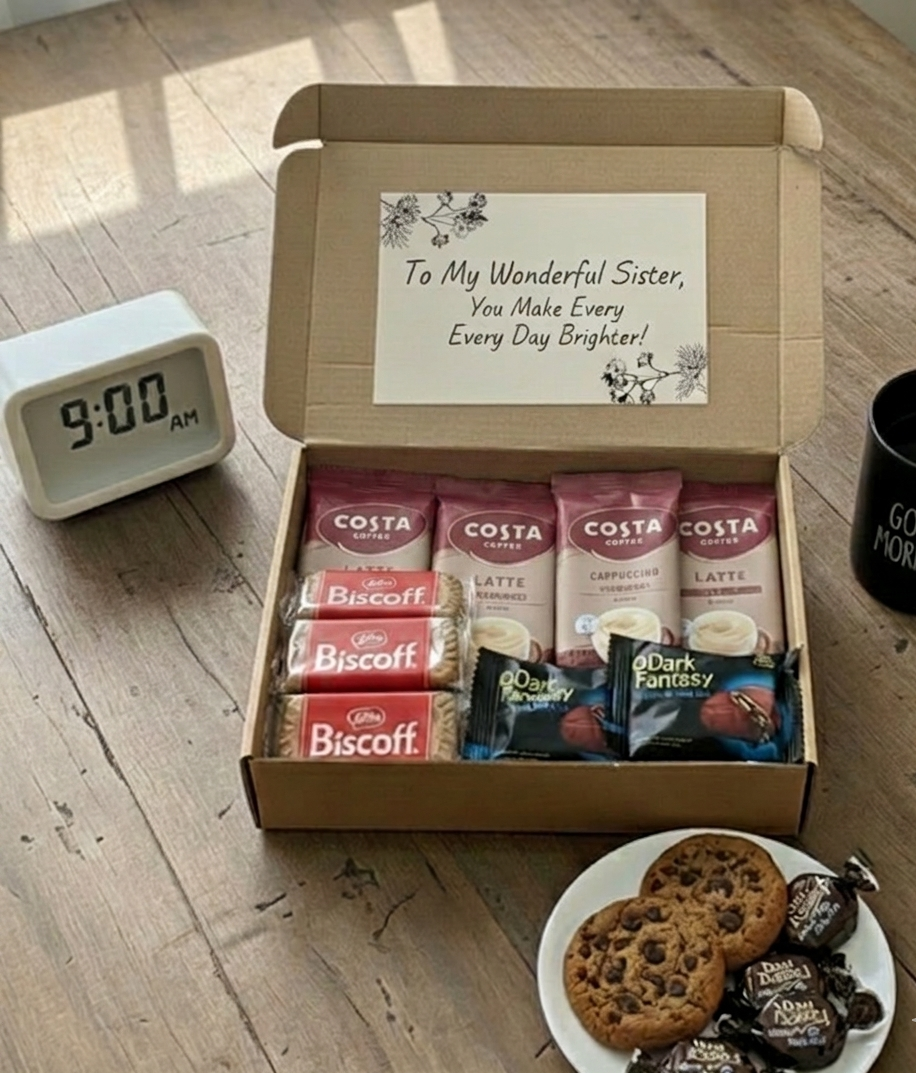 Costa Starbucks Coffee Treat Box, Biscoff, Dark Fantasy Cookies, Letterbox Gift