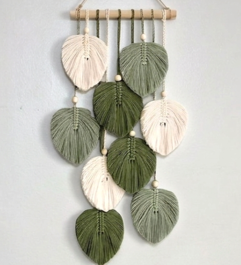 Macrame Leaf Pattern Tapestry