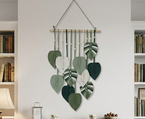 Macrame Leaf Wall Hanging Tapestry, Bohemian Style