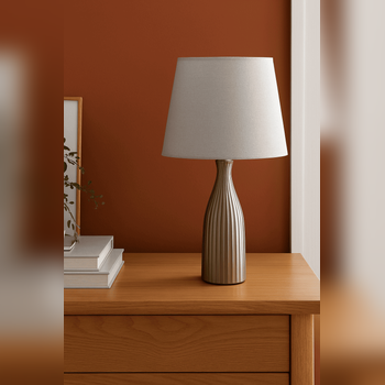 New Ceramic Table Lamp - Grey Fluted - Image 2
