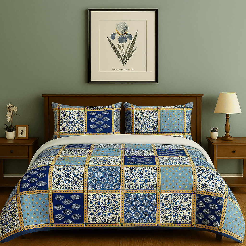 Botanical Patchwork Bedsheet with Pillow Covers