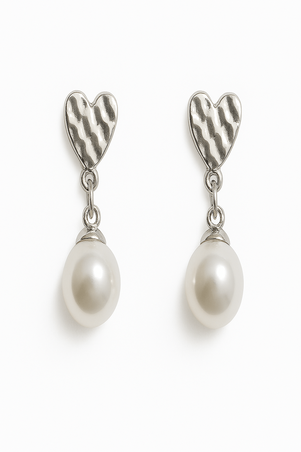 Heart & Pearl Drop Earrings
