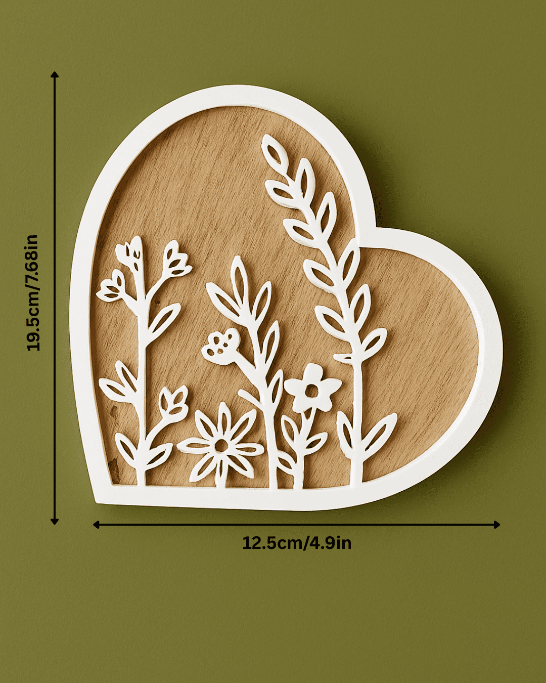 Wooden Carved Wall Ornament- Heart Shaped - Image 2