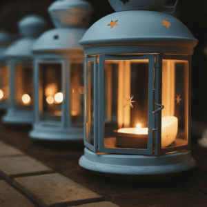 White Star-Cut Metal Lantern