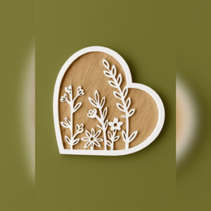 Wooden Carved Wall Ornament- Heart Shaped