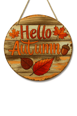 Autumn Harvest Decor Round with Hello