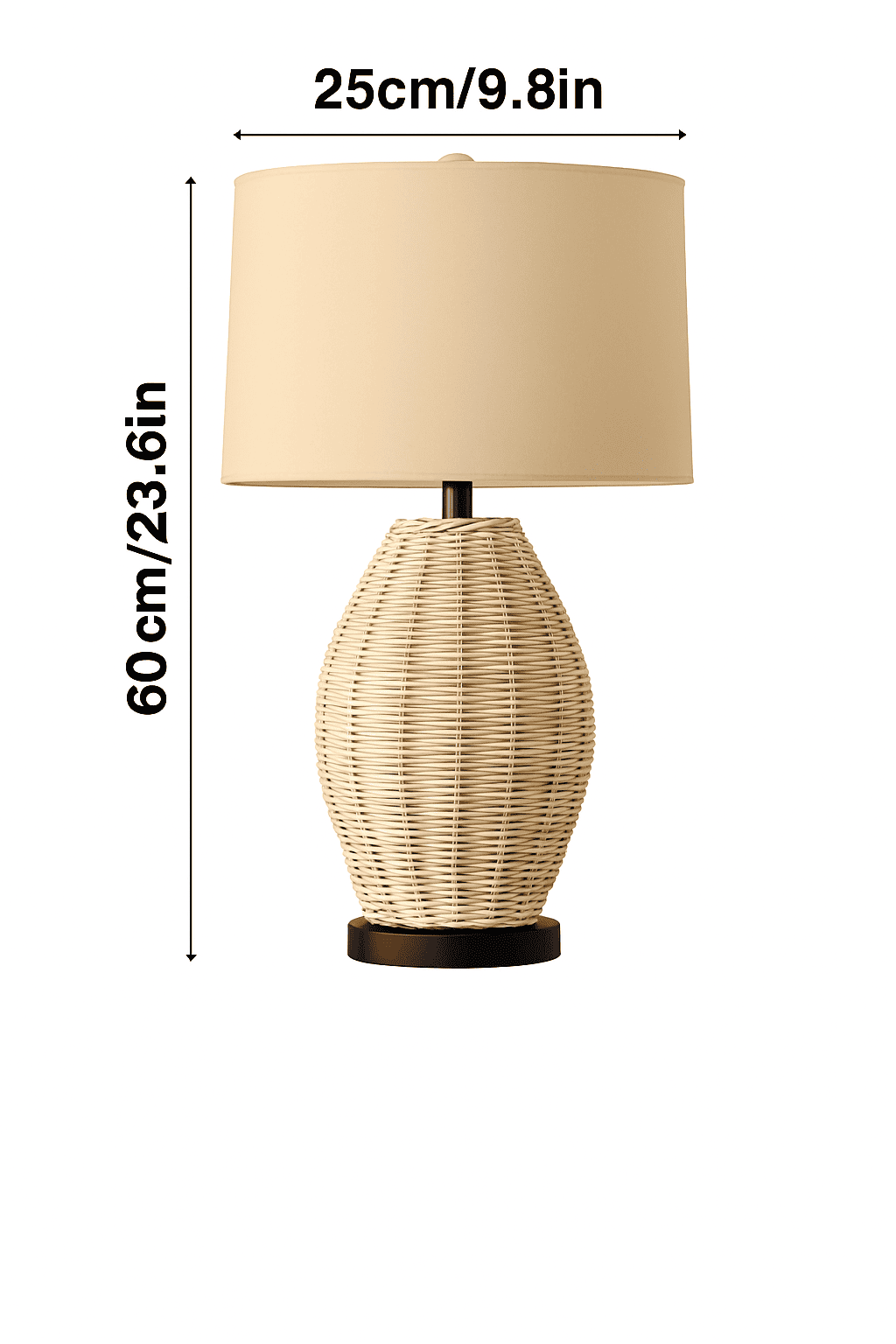 Woven Rattan Table Lamp with Linen Shade - Image 2