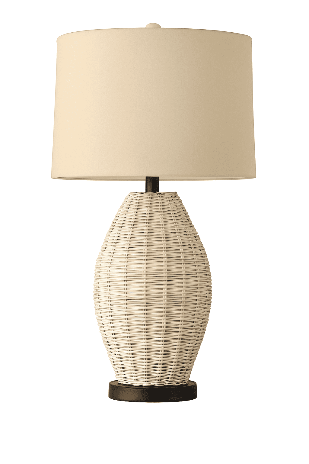 Woven Rattan Table Lamp with Linen Shade - Image 3
