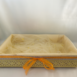 Wooden Gift Box with Rose & Net Wrap(L)