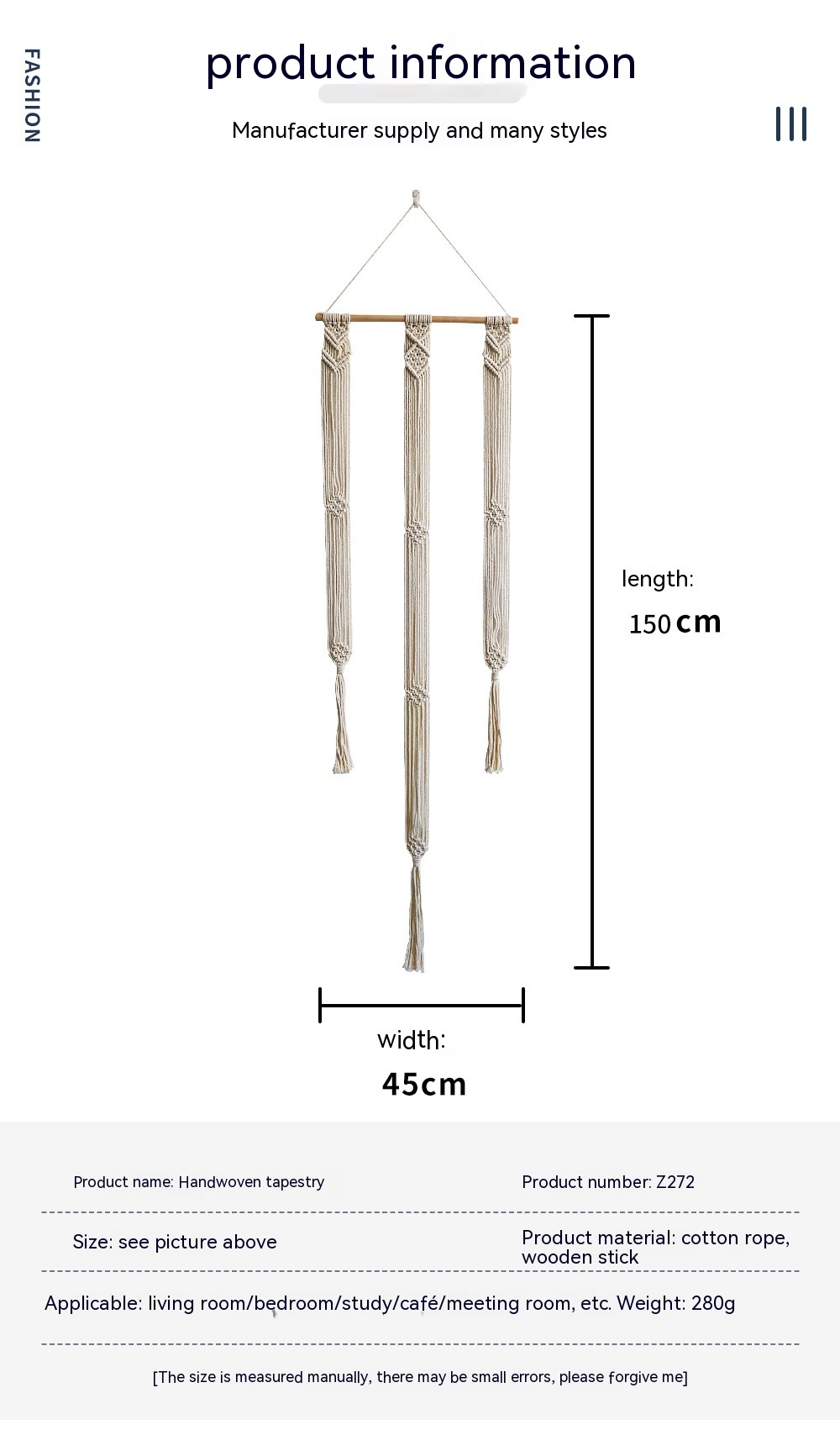 New Cotton String Hand-woven Tapestry Room Decorative Wall Hangings Storage Hat Lanyard - Image 4