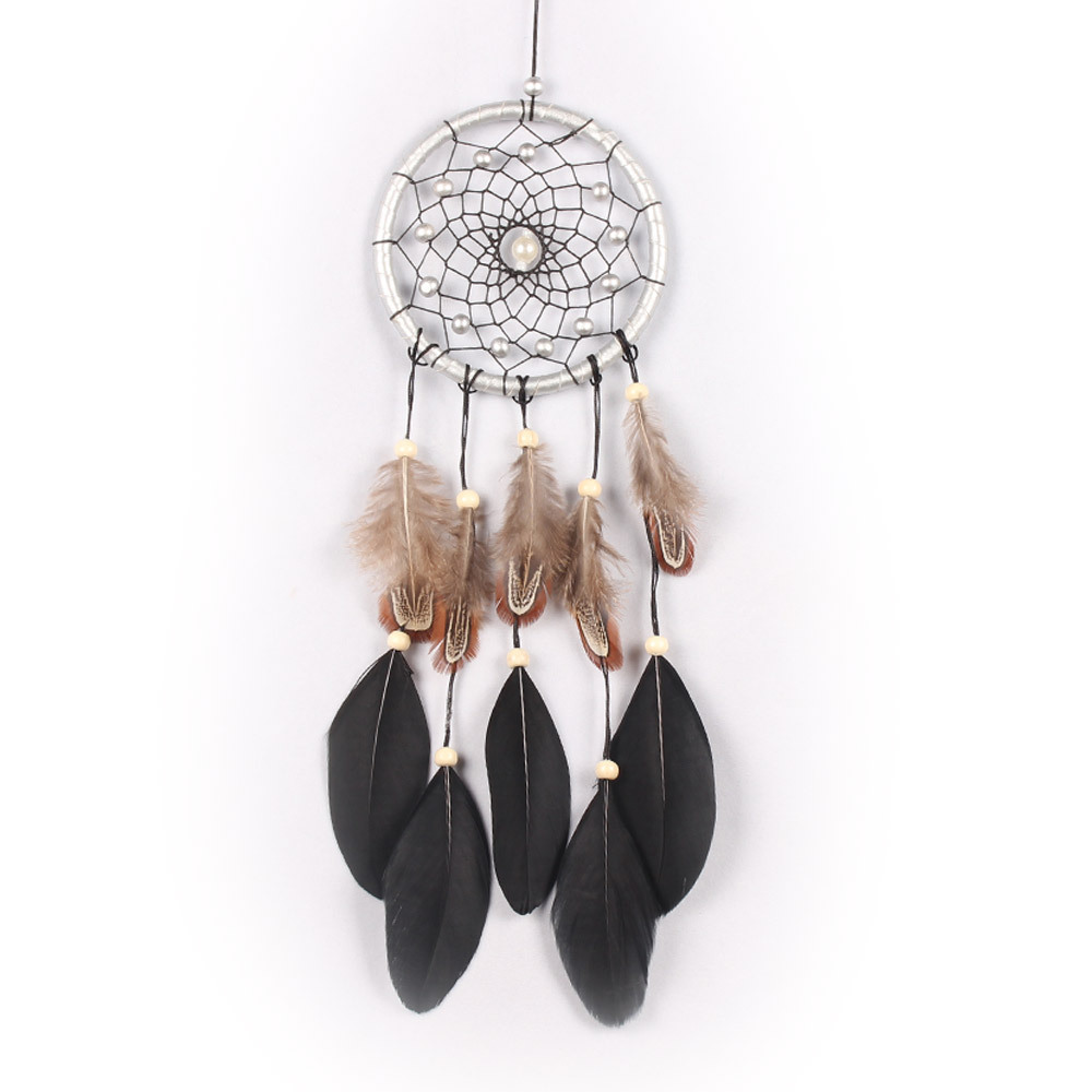New Silver Leather Black Big Floating Dreamcatcher Home Crafts Ornaments Car Feather Wind Chimes - Image 8