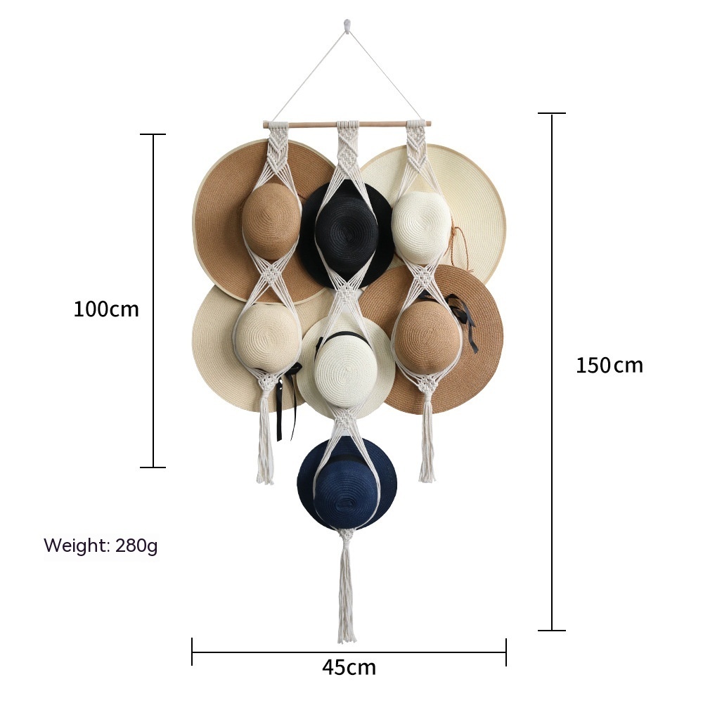 New Cotton String Hand-woven Tapestry Room Decorative Wall Hangings Storage Hat Lanyard - Image 8