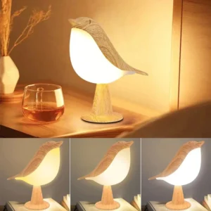 Modern Simple Magpie LED 3 Colors Bedside Lamp Wooden Bird Night Light Touch Control Light