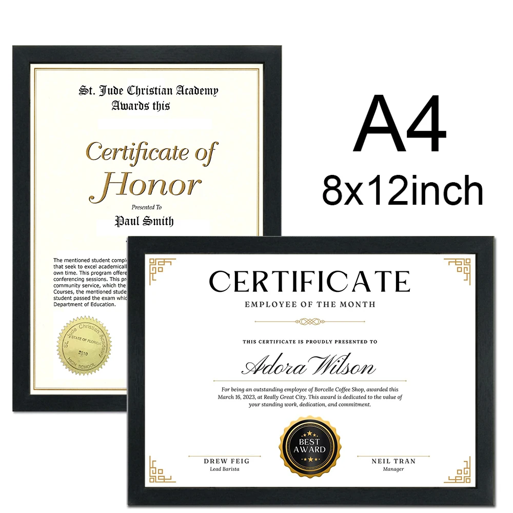 1/2/3pcs Wood Picture Frame A4 8X12in Honors Certificate Document Frame Wooden Photo Frame for Wall Hanging Desktop Disply - Image 3