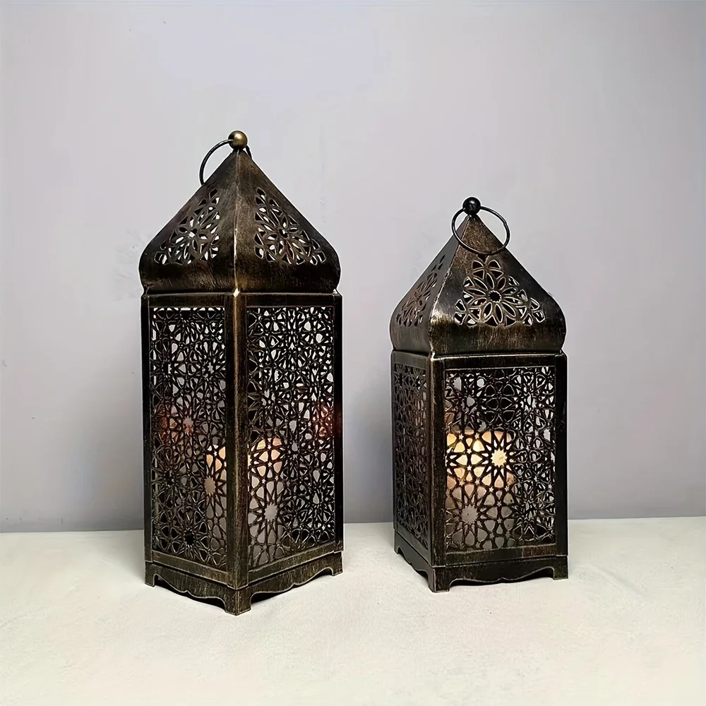 2-Pack Iron Metal Moroccan Style Lanterns Hollow-Out - Image 3