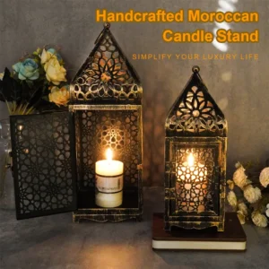 2-Pack Iron Metal Moroccan Style Lanterns Hollow-Out