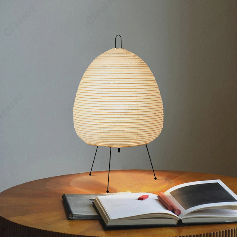 Japanese Design Paper Table Lamp Tripod Rice Paper Lantern Lamp - Image 3
