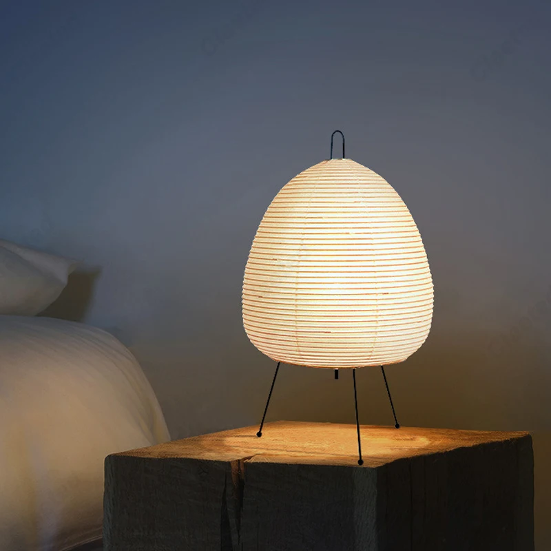 Japanese Design Paper Table Lamp Tripod Rice Paper Lantern Lamp