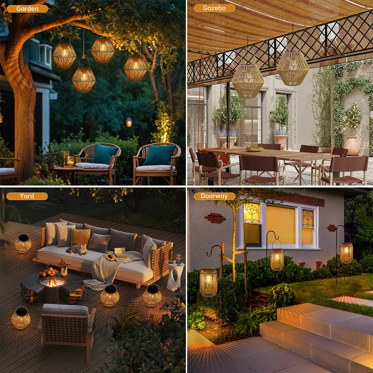 Hanging Woven Lantern Boho Lamp Lights Decoration - Image 6