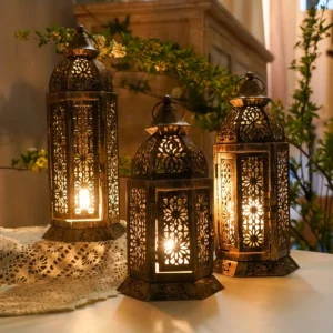 Metal Retro Moroccan Lantern Candelabra, Candle Holder